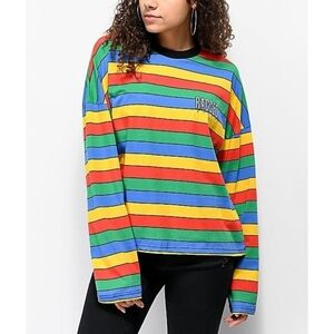 Ragged Jeans Rainbow Striped Long Sleeve Shirt